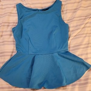 Blue peplum tank top